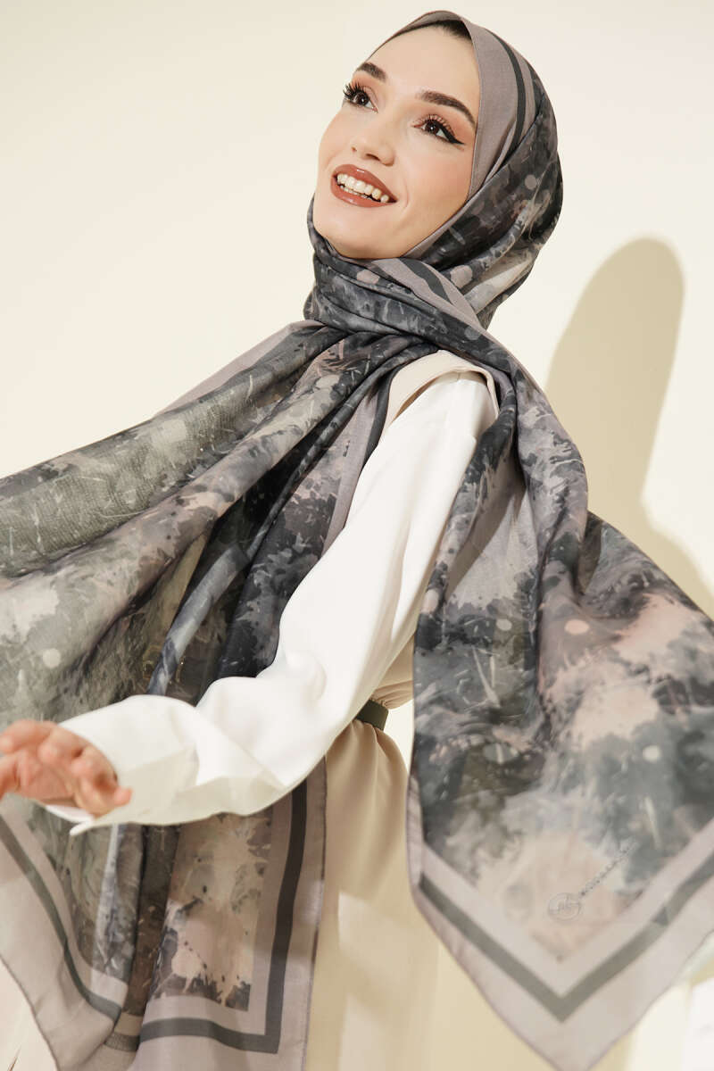 Galaksi Desen Lina Şal Taş Gri
