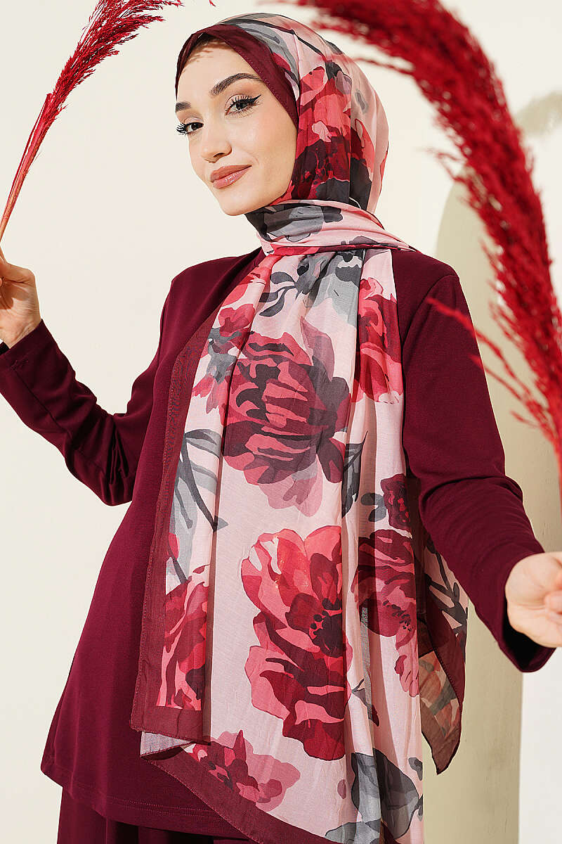 Gardenya Desen Bambu Kraş Şal
