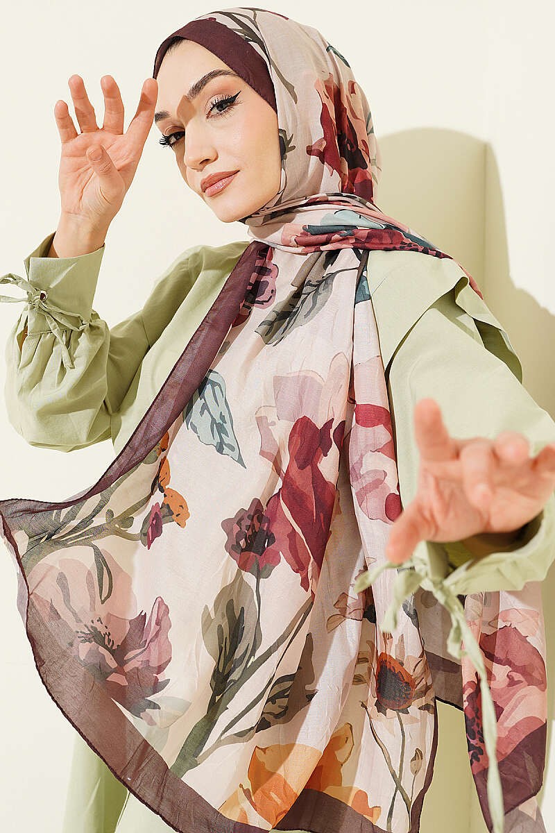 Gardenya Desen Bambu Kraş Şal