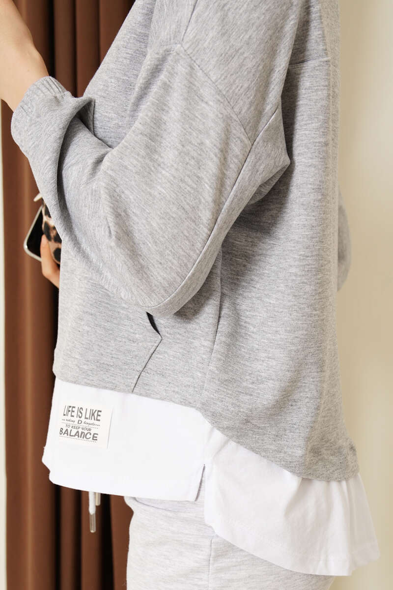 Garnili Armalı Loyşa Sweatshirt Gri