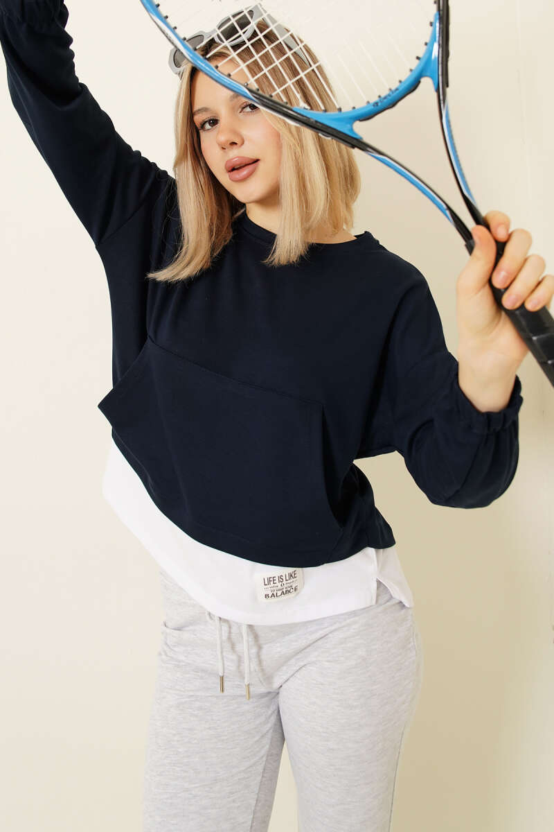 Garnili Armalı Loyşa Sweatshirt Lacivert