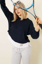 Garnili Armalı Loyşa Sweatshirt Lacivert