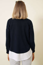 Garnili Armalı Loyşa Sweatshirt Lacivert