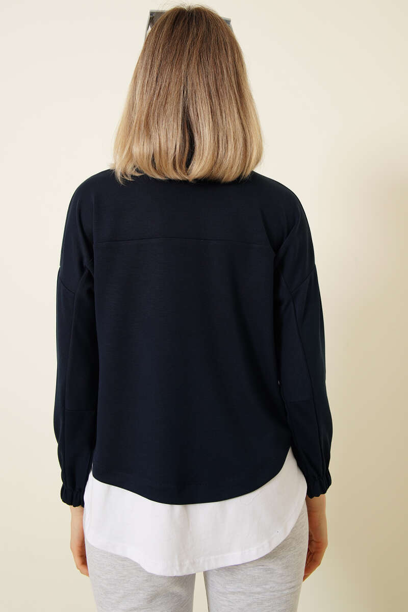 Garnili Armalı Loyşa Sweatshirt Lacivert