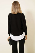 Garnili Armalı Loyşa Sweatshirt Siyah