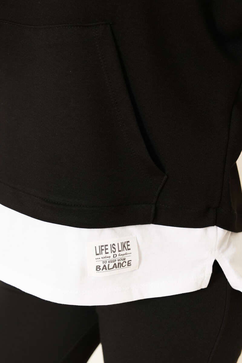 Garnili Armalı Loyşa Sweatshirt Siyah