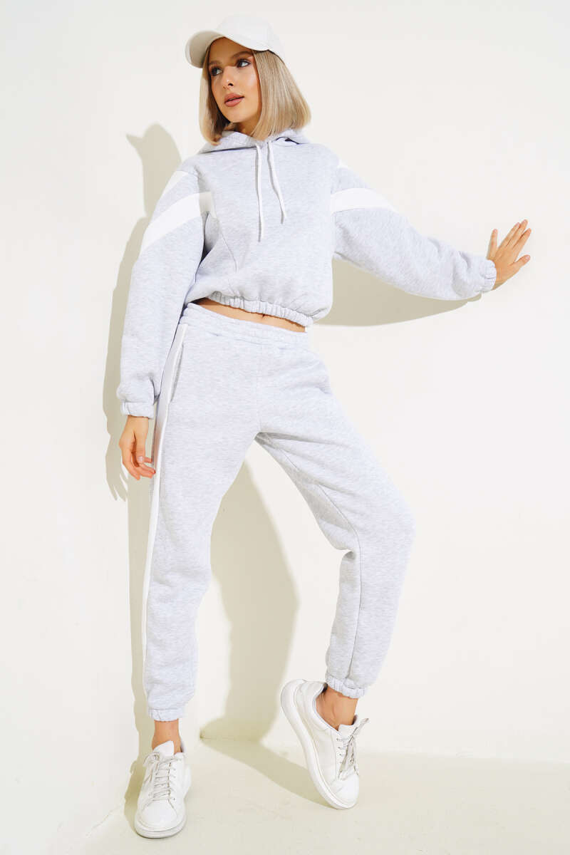 Garnili Üç İplik Sweatshirt Takım