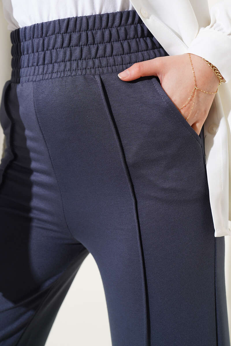 Geniş Bel Lastikli Çımalı Pantolon