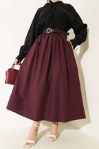 Geniş Kemerli Poplin Etek