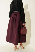 Geniş Kemerli Poplin Etek