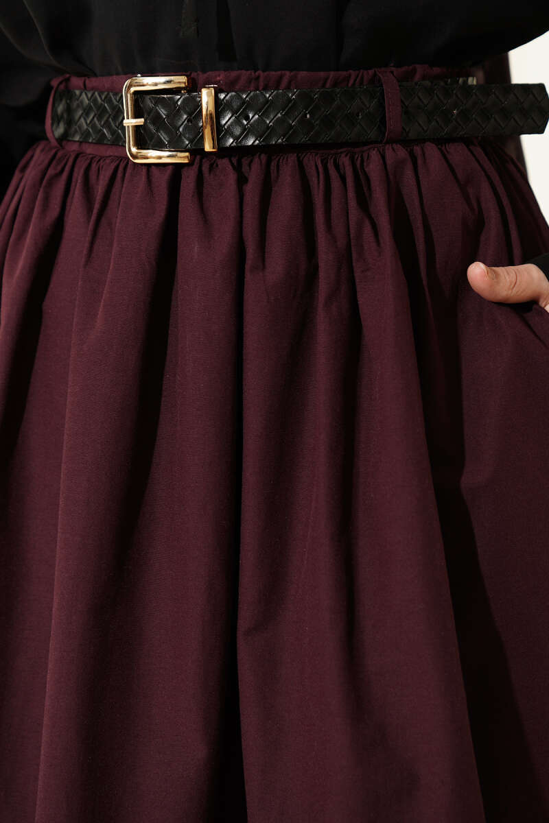 Geniş Kemerli Poplin Etek