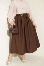 Geniş Kemerli Poplin Etek
