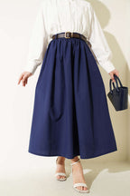 Geniş Kemerli Poplin Etek