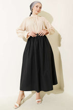 Geniş Kemerli Poplin Etek