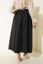Geniş Kemerli Poplin Etek
