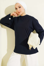 Geniş Kollu Basic Tunik Lacivert