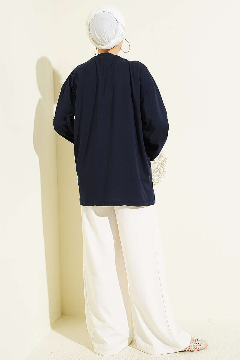 Geniş Kollu Basic Tunik Lacivert