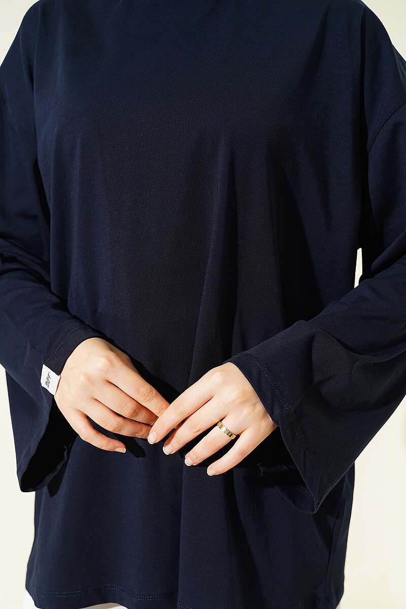 Geniş Kollu Basic Tunik Lacivert