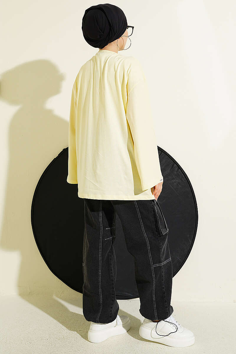Geniş Kollu Basic Tunik Sarı
