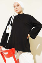 Geniş Kollu Basic Tunik Siyah