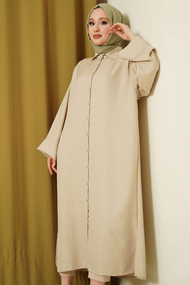 Geniş Kollu Oversize Uzun Gömlek