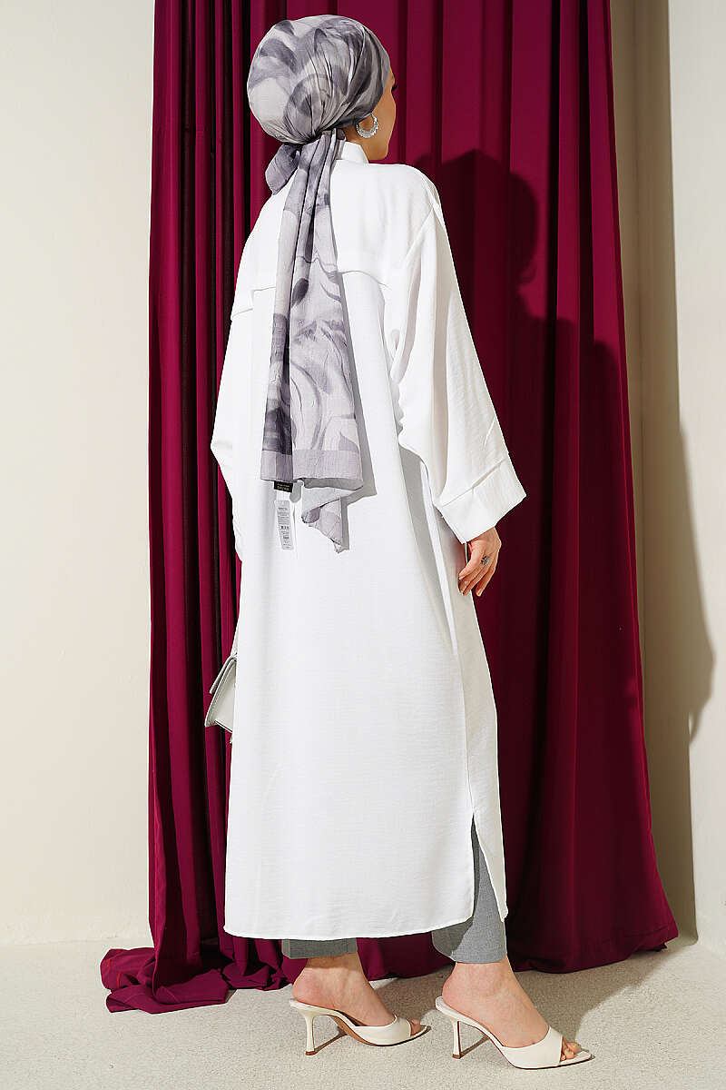 Geniş Kollu Oversize Uzun Gömlek