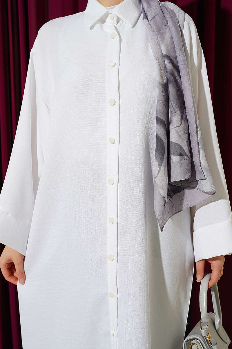 Geniş Kollu Oversize Uzun Gömlek