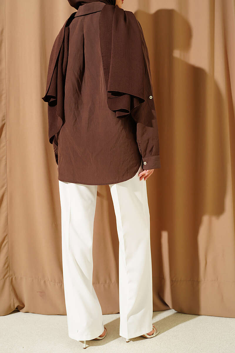 Geniş Paça Kemerli Düğmeli Pantolon