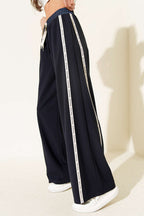 Wide Leg Side Striped Trousers