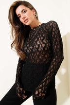 Wide Neck Lace Blouse