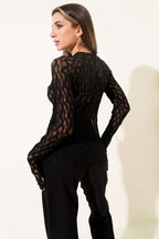 Wide Neck Lace Blouse