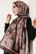 Geometrik Paisley Desen Şal Acı Kahve