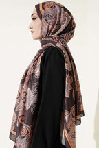 Geometrik Paisley Desen Şal Acı Kahve