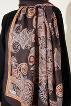 Geometrik Paisley Desen Şal Acı Kahve