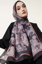 Geometrik Paisley Desen Şal Siyah