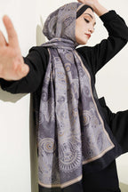 Geometrik Paisley Desen Şal Siyah Gri