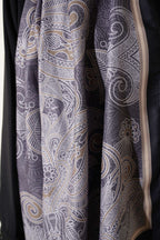 Geometrik Paisley Desen Şal Siyah Gri