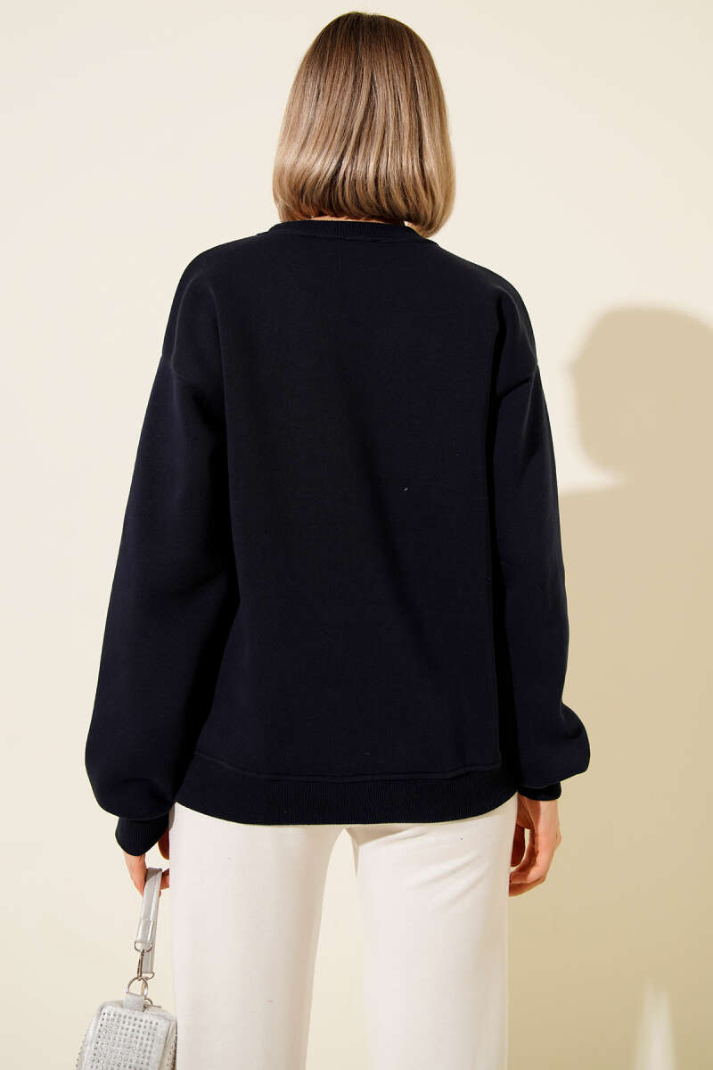 Geyik Nakışlı Sweatshirt