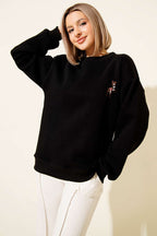 Geyik Nakışlı Sweatshirt