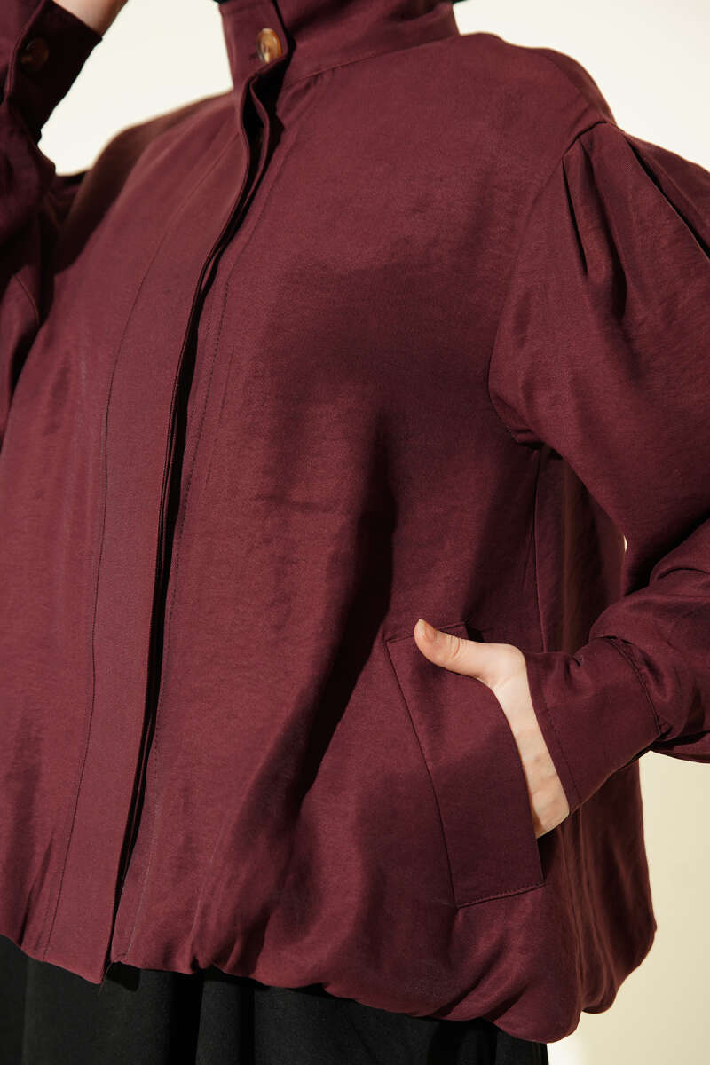 Gizli Düğmeli Modal Bomber Ceket