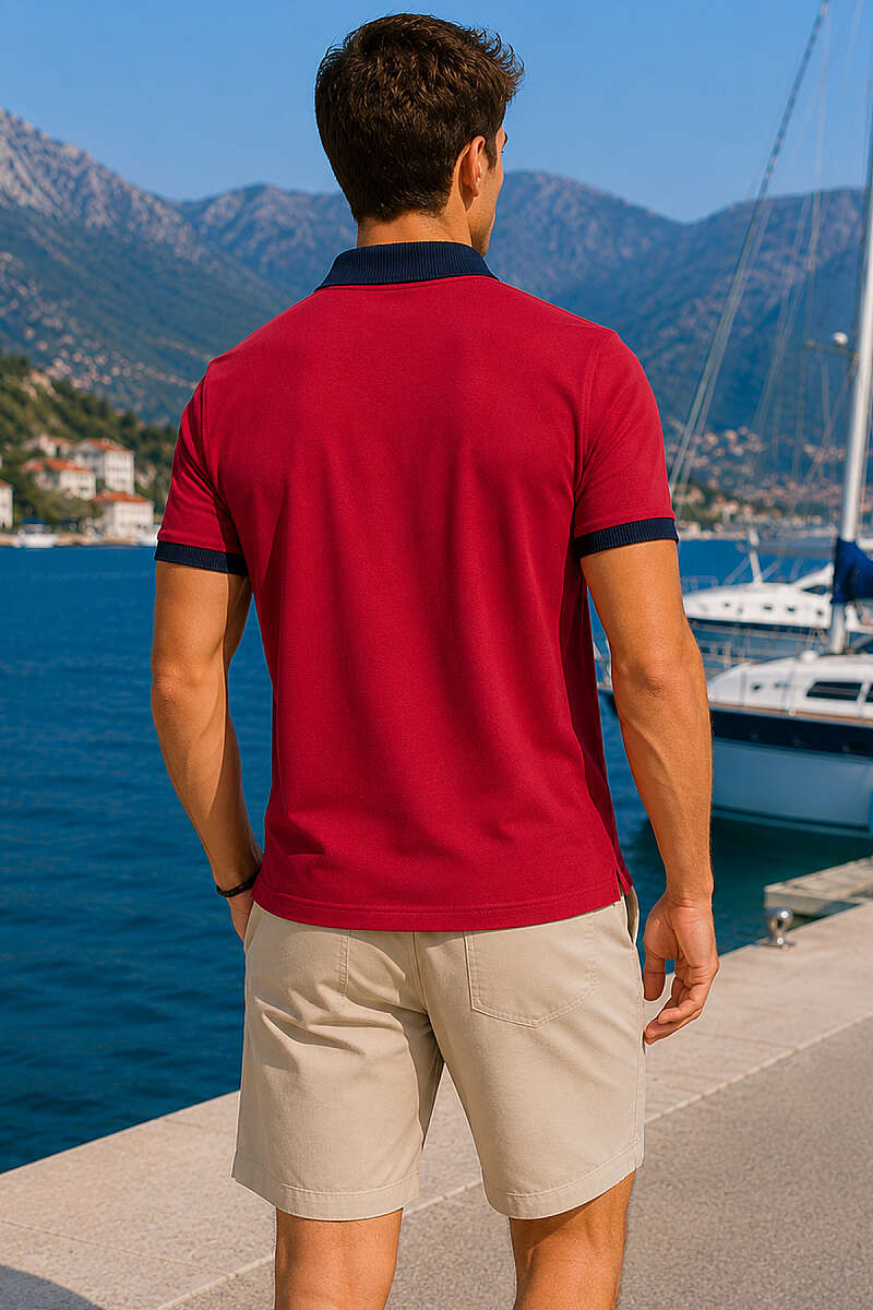 Göğüs Armalı Polo Yaka Erkek T-shirt