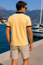 Göğüs Armalı Polo Yaka Erkek T-shirt Sarı