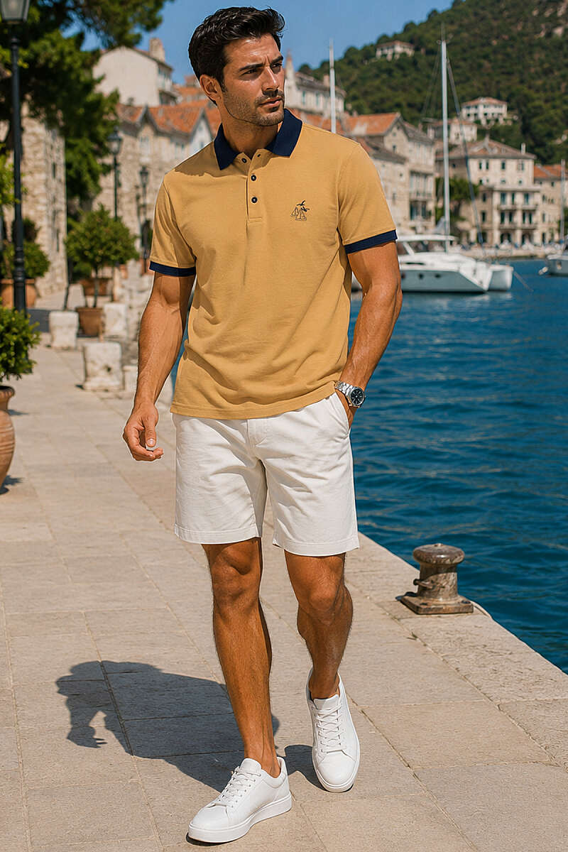 Göğüs Armalı Polo Yaka Erkek T-shirt