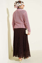 Gold Buttoned Openwork Short Knitted Cardigan