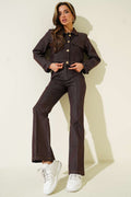 Gold Buttoned Denim Trousers Double Set