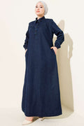 Shirt Collar Buttoned Denim Dress