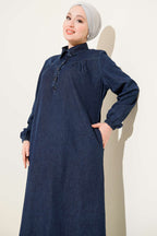Shirt Collar Buttoned Denim Dress
