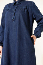 Shirt Collar Buttoned Denim Dress