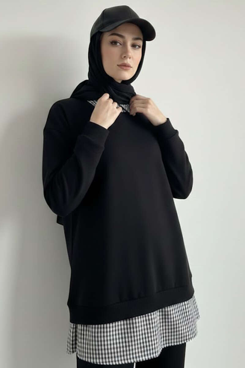 Gömlek Yaka Garnili İkili Takım Siyah