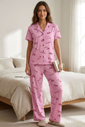 Gömlek Yaka Love Baskılı Kısa Kol Pijama Takımı
